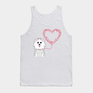 Dog with Paw-Print Heart Balloon Tank Top